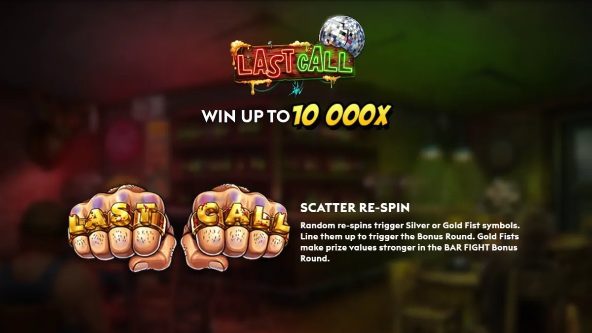 Tampilan visual slot Last Call dengan tema bar gurun yang kelam dan penuh aksi
